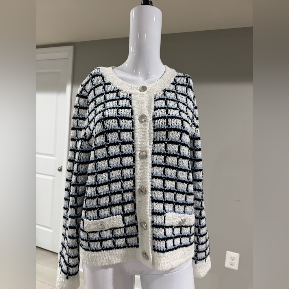 $648 VERONICA BEARD
Lavigne Tweed Knit Jacket size M - Picture 8 of 11